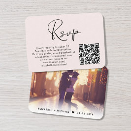 Moderne foto QR Code Weddenschap RSVP Roze Informatiekaartje
