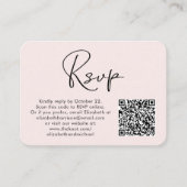 Moderne foto QR Code Weddenschap RSVP Roze Informatiekaartje (Voorkant)