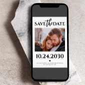 Moderne foto QR code zwart-wit bruiloft Save The Date