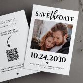 Moderne foto QR code zwart-wit bruiloft Save The Date