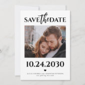 Moderne foto QR code zwart-wit bruiloft Save The Date (Voorkant)
