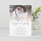 Moderne foto QR-script verlovingsfeest Kaart (Staand voorkant)