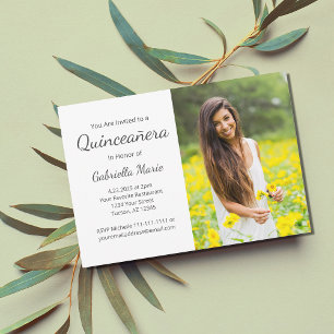 Moderne foto Quinceañera Elegante grijze typografi Kaart