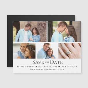 Moderne foto-raster trouwkaart 'Save the Date' mag Magnetische Uitnodiging