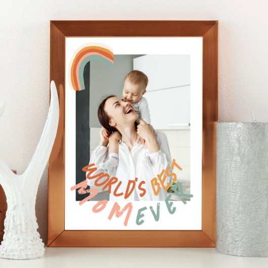moderne foto  regenboogwereld's beste moeder ooit poster