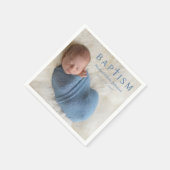 Moderne foto religieus kruis jongensdoop servet (Hoek)