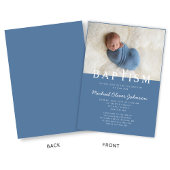 Moderne foto Religieuze Cross Blue Boy Baptisme Kaart