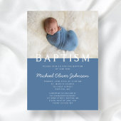 Moderne foto Religieuze Cross Blue Boy Baptisme Kaart