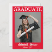 Moderne foto Rode Afstuderen Aankondiging (Voorkant)
