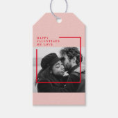 Moderne foto | Rode en roze fijne Valentijnse cade Cadeaulabel (Voorkant)