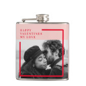 Moderne foto | Rode en roze fijne Valentijnse cade Heupfles (Voorkant)