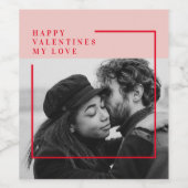 Moderne foto | Rode en roze fijne Valentijnse cade Wijn Etiket (Enkel label)