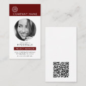 Moderne foto Rode QR CODE CORPORATE Visitekaartje (Voorkant / Achterkant)
