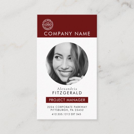 Moderne foto Rode QR CODE CORPORATE Visitekaartje (Voorkant)