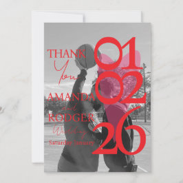 Moderne Foto Rode Roze Typografie  Bedankkaart