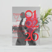 Moderne Foto Rode Roze Typografie  Bedankkaart (Staand voorkant)