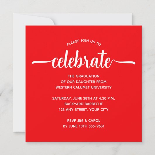 Moderne foto rood Afstuderen Kaart (Achterkant)