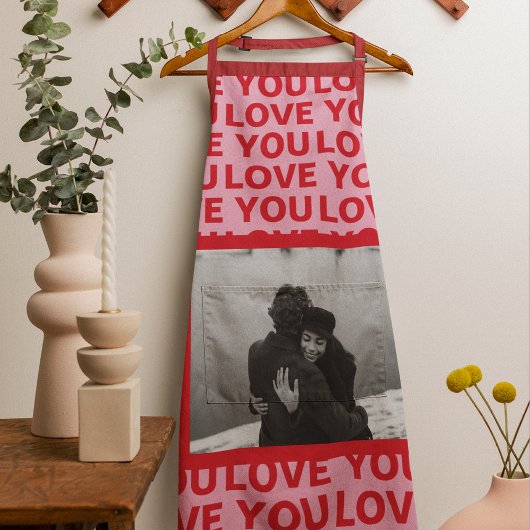 Moderne foto | Rood- en roze liefde U Valentijnse  Schort