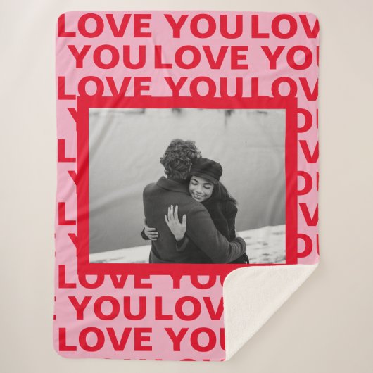 Moderne foto | Rood- en roze liefde U Valentijnse  Sherpa Deken (Voorkant)