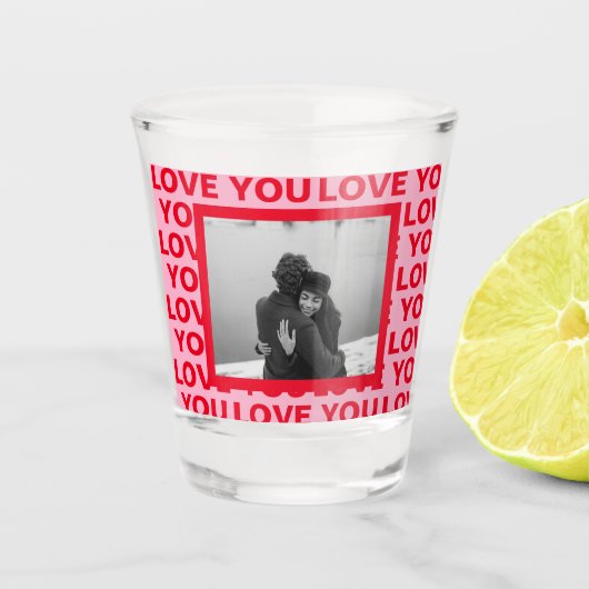 Moderne foto | Rood- en roze liefde U Valentijnse Shot Glas (Voorkant)