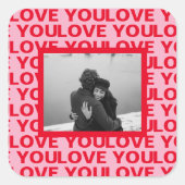 Moderne foto | Rood- en roze liefde U Valentijnse Vierkante Sticker (Voorkant)