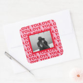 Moderne foto | Rood- en roze liefde U Valentijnse Vierkante Sticker (Envelop)