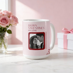 Moderne foto rood & roze gelukkig Valentijnsdag ca Koffiemok