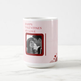 Moderne foto rood & roze gelukkig Valentijnsdag ca Koffiemok