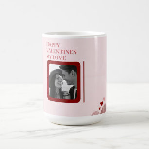 Moderne foto rood & roze gelukkig Valentijnsdag ca Koffiemok
