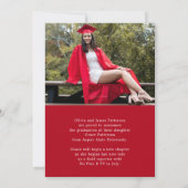 Moderne foto rood wit Afstuderen aankondiging (Achterkant)