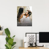 Moderne foto Roos Gold Calligraphy Wedding Sign Poster (Thuiskantoor)