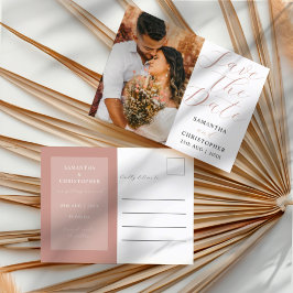 Moderne Foto Rose Goud Save the Date Huwelijk Aankondigingskaart