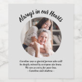 Moderne foto rouwgeschenk om condoleances te sture wijn etiket (Enkel label)