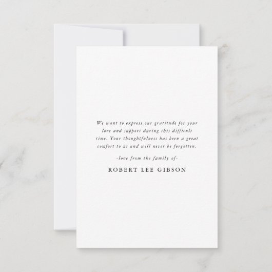 Moderne foto rouwsympathie begrafenismonument bedankkaart (Achterkant)