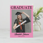 Moderne foto roze Afstuderen aankondiging (Staand voorkant)