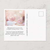 Moderne foto roze Dank je geboorte Aankondigingskaart (Achterkant)