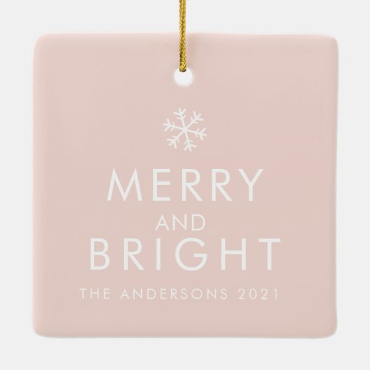 Moderne foto Roze Eenvoudig Lovely Gift Keramisch Ornament (Achterkant)