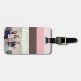 Moderne foto roze, groen, bruin gestreept bagagelabel