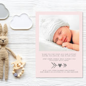 Moderne foto roze meisje geboorte aankondiging