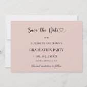 Moderne foto roze neutrale afstudeerfeest save the date (Achterkant)