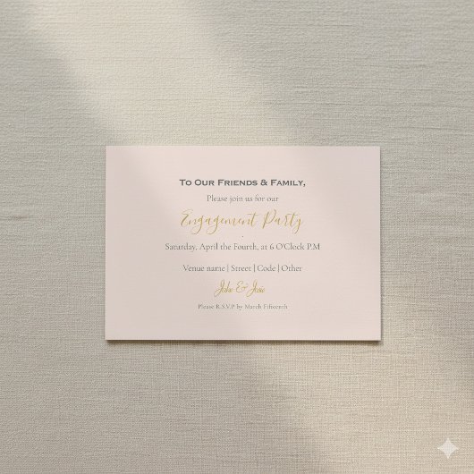 Moderne foto roze verlovingsfeest uitnodiging