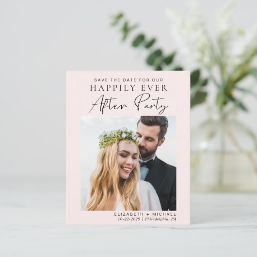 Moderne foto roze weddenschap Opslaan Datum (Staand voorkant)