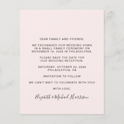 Moderne foto roze weddenschap Opslaan Datum (Achterkant)