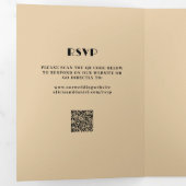 Moderne foto rsvp details QR crème zwarte bruiloft Drieluik Uitnodiging (Binnenzijde eerst)