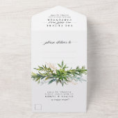 Moderne foto RSVP Greenery Botanical Wedding All In One Uitnodiging (Buitenkant)