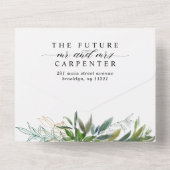 Moderne foto RSVP Greenery Botanical Wedding All In One Uitnodiging (Achterkant)