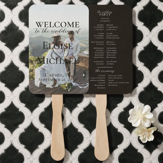 Moderne Foto Rustic Bruine Trouwprogramma Waier Handwaaier