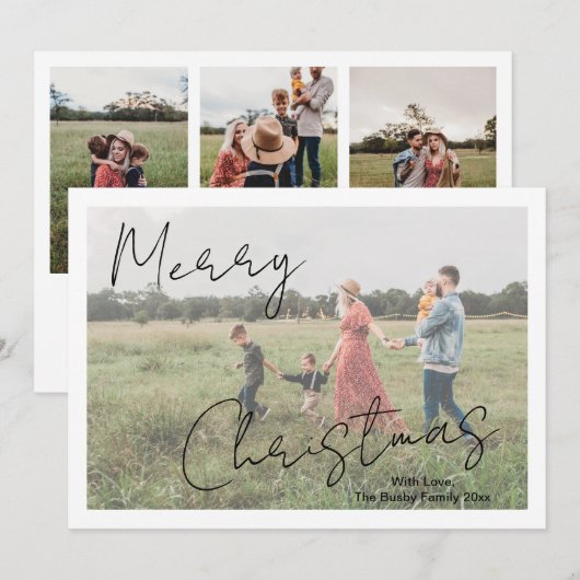 Moderne foto rustieke script elegant feestdagenkaart (Voorkant / Achterkant)