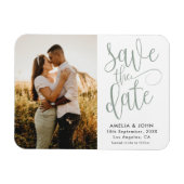 Moderne Foto Sage Green Save the Date Wedding Magneet (Horizontaal)