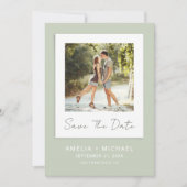 Moderne foto Sage Green Wedding Save The Date (Voorkant)